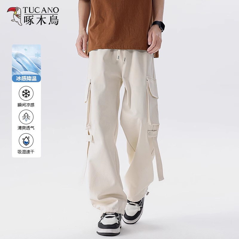 Woodpecker Handsome Cargo Pants Men's American Fashion Brand Spring and Summer New Multi-Pocket Casual Loose Straight Pants Large Size