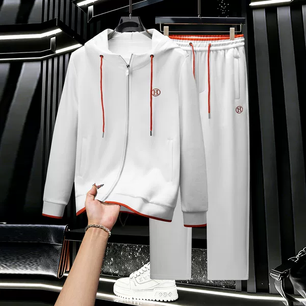 European high-end trendy brand casual sports couple's set with zipper, 2026 autumn/winter new hoodie and sweatpants, hooded jacket