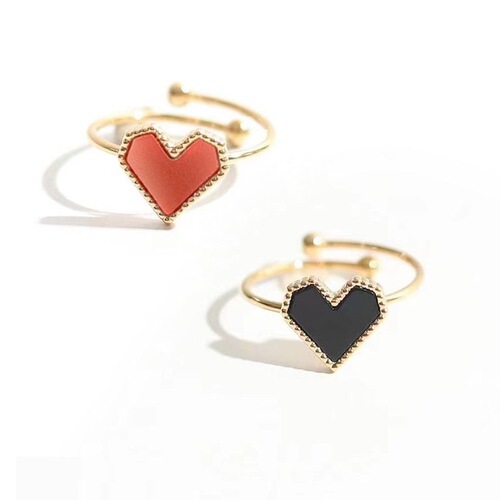  new adjustable French red love heart titanium steel ring women's ring niche small fresh and compact