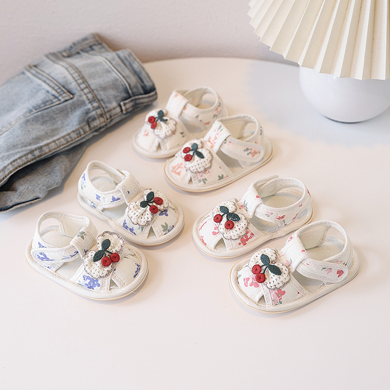 Summer 0-1 year old female baby breathable toddler shoes soft bottom non-slip cotton breathable toddler sandals