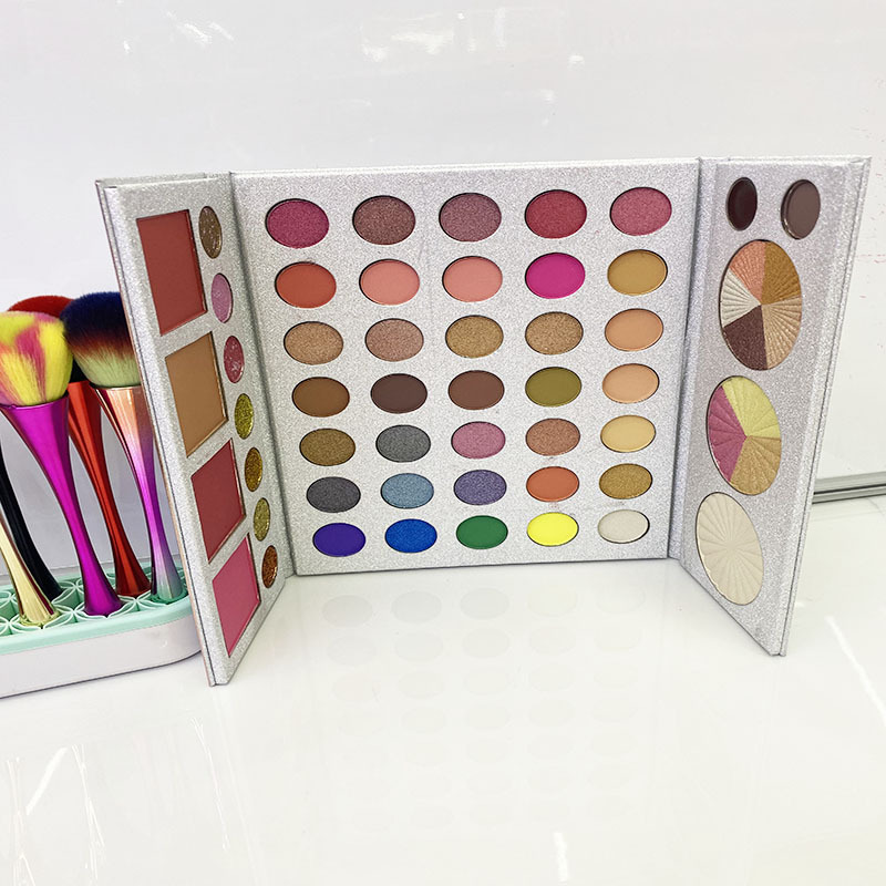 Comercio exterior transfronterizo 63 color sombra de ojos placa multicolor plegable placa grande sombra de ojos plata papel libro sombra de ojos placa en stock ventas directas