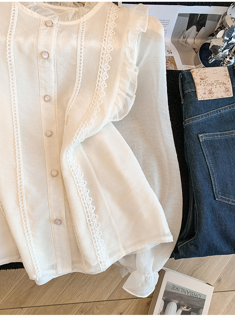 Elegante Damenbluse Mit Rüschen Und Stehkragen Für Den Frühling_voghion.com