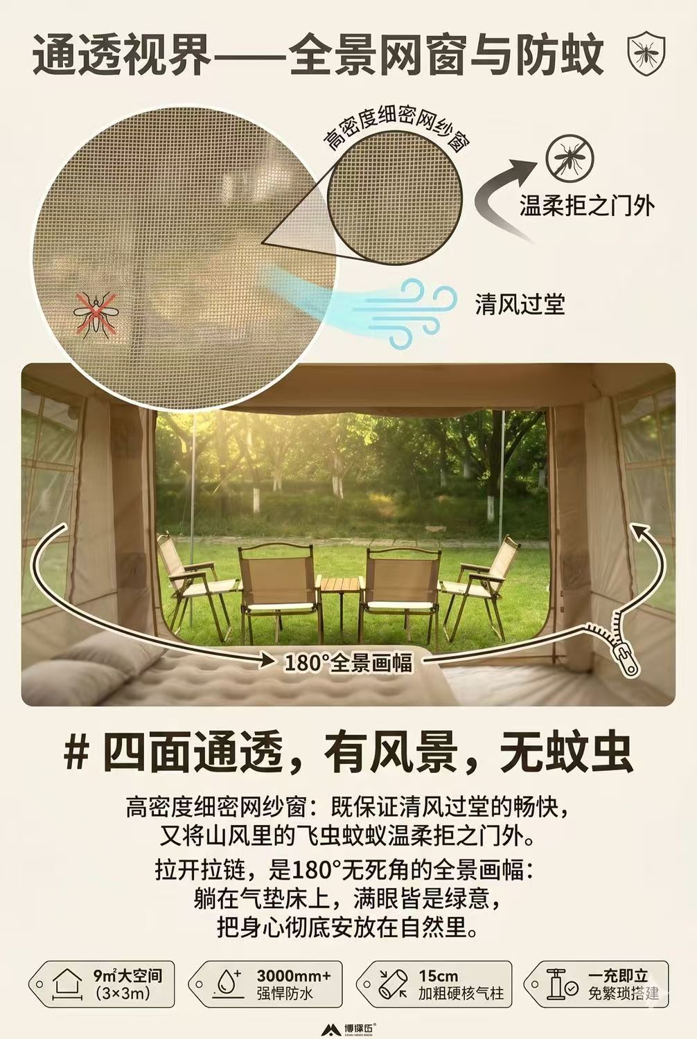 Inflatable Tent for Outdoor Multi-Person Camping, Automatic Tent for Large-Scale Disaster Relief and Meetings, Windproof and Rainproof