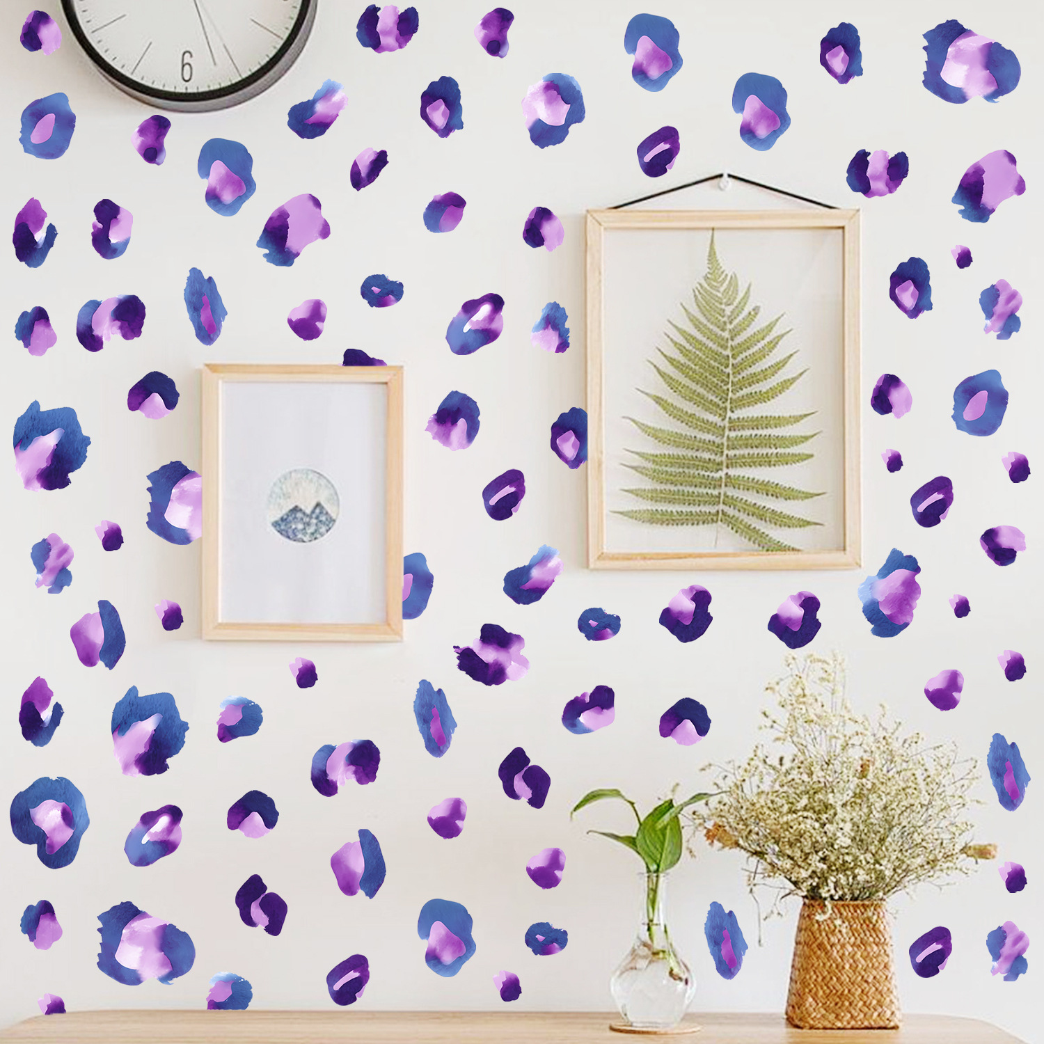 跨境亚马逊新款紫色豹纹墙贴适用于客厅卧室背景墙简约创意墙贴画