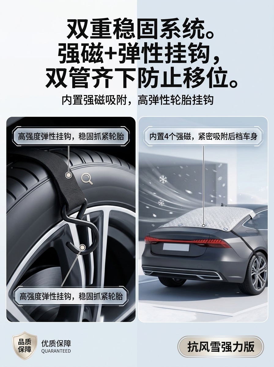 Car snow cover for rear windshield, sunshade, rear window cover, sun protection, UV protection, thickened car snow cover