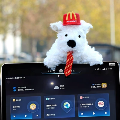 Screen Ornaments, Scribbled Puppy Car, Car ornaments - west-highland-mcdonald-hat-mcdonald-tie-central-control-version