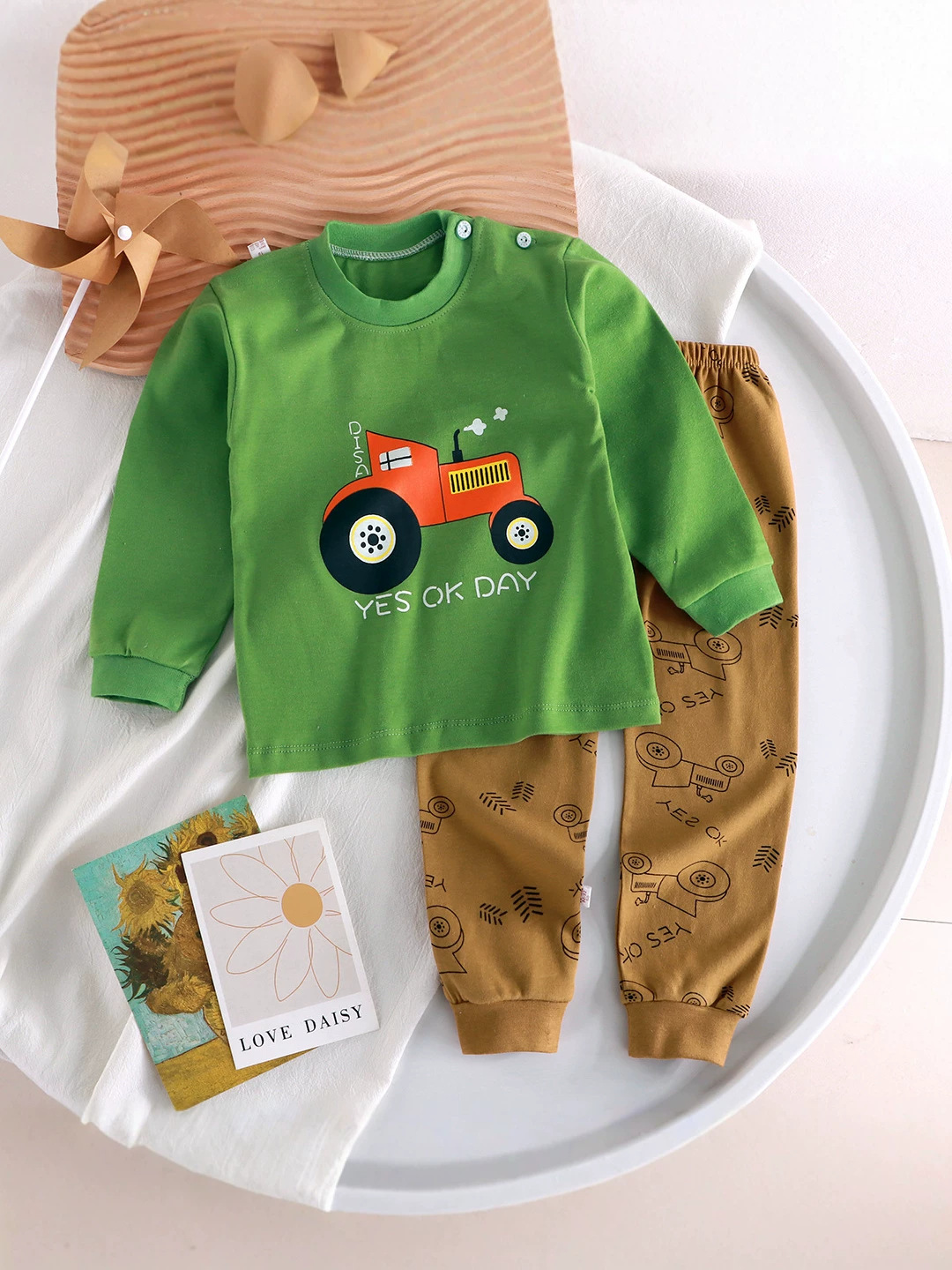 Conjunto de Pijama Infantil de Algodón Absorbente de Humedad para Niños
