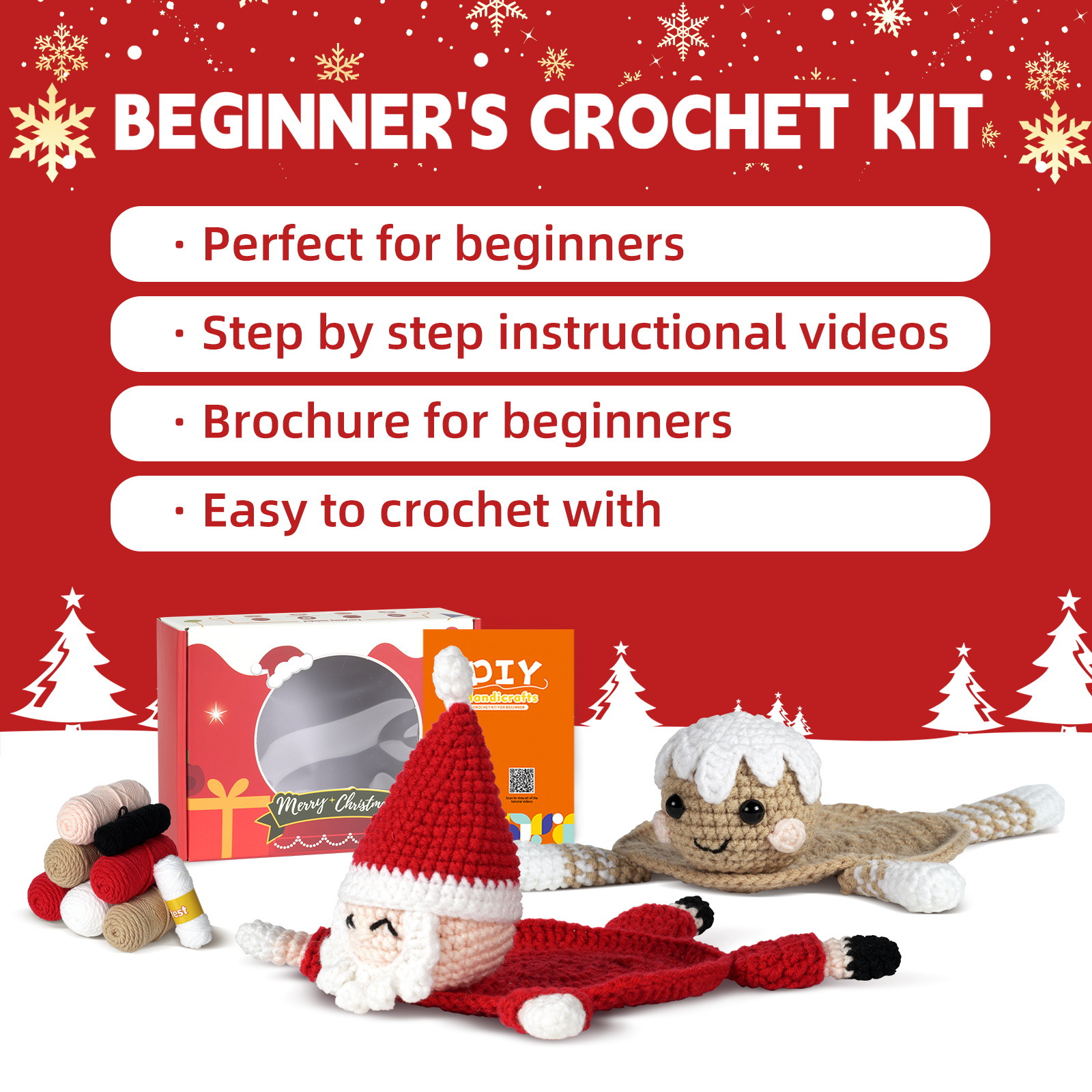 Kit de crochet de lana nuevo para el hogar y el jardín, paquete de materiales, posavasos navideños, adornos tejidos a mano para bricolaje_voghion.com