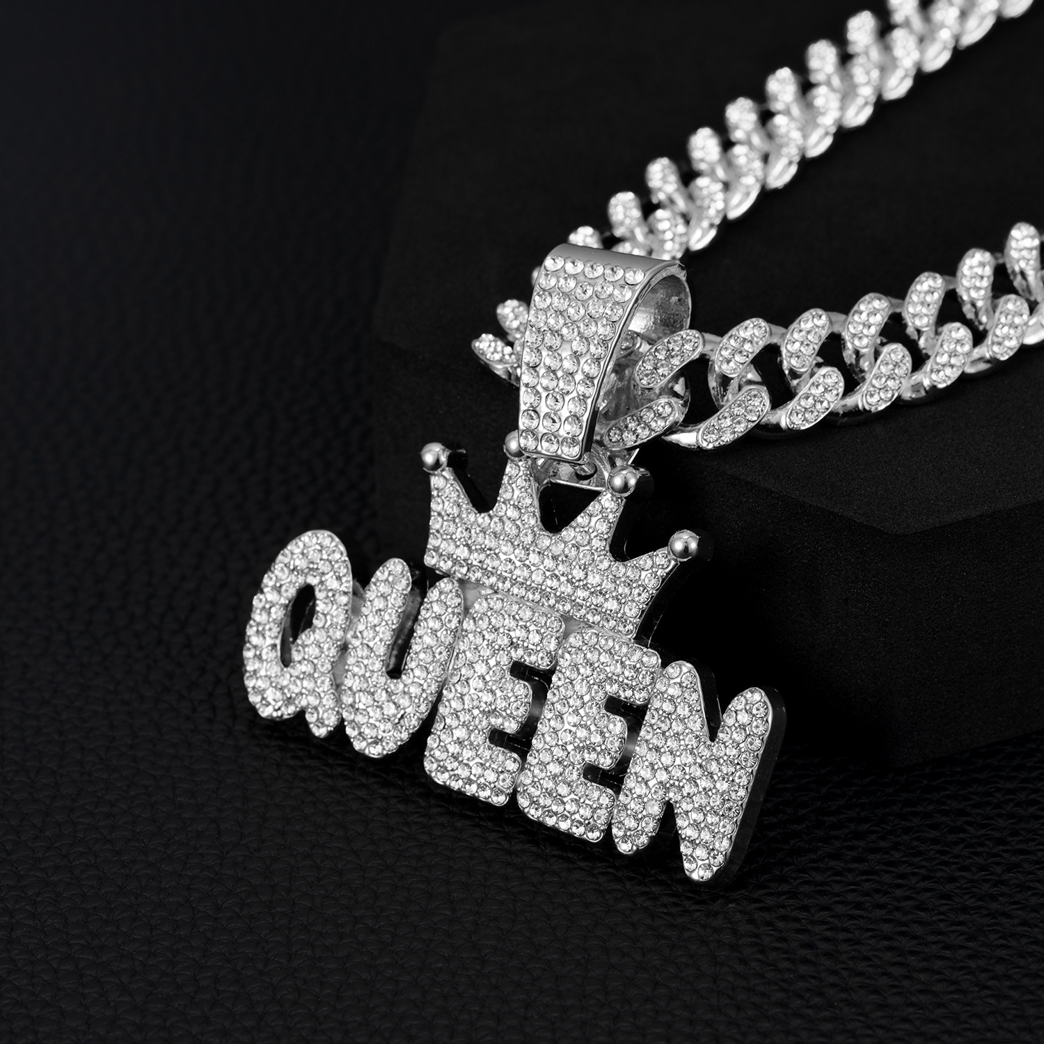 Hip-Hop Letter Crown Alloy Diamond Men's Pendant Necklace Seed Bead Jewelry display picture 7