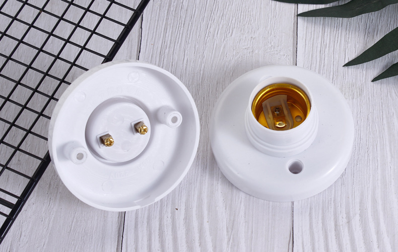 Description Picture 4 of item5-50pcs E27 Screw Cap Socket White Gold Ceiling Light Lamp Bulb Fixing Base Stand Light Bulb Holder Lamp Socket For Home 6A 250V