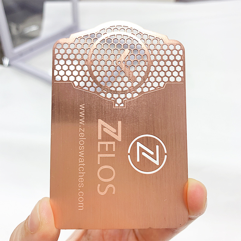 不锈钢精美店辅贵宾卡女士玫瑰金拉丝工艺镂空花边个人名片印刷