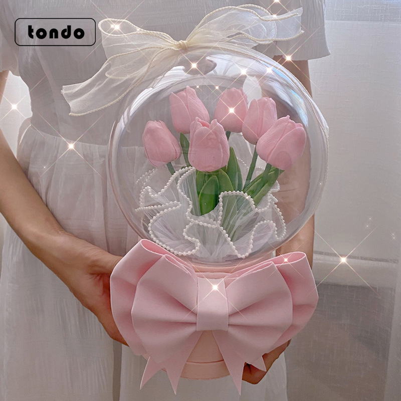Tangde tulip acrylic wave ball bouquet material package DIY simulation birthday gift hug bucket material