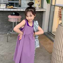 女童连衣裙2025年夏季韩版公主裙女宝宝背心吊带裙儿童两件套长裙