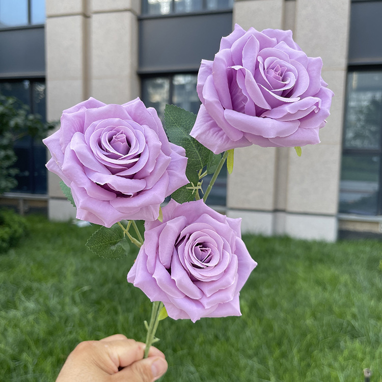 3-cabeza belleza Rosa artificial flor modelo habitación decoración suave boda decoración del hogar flor falso piso