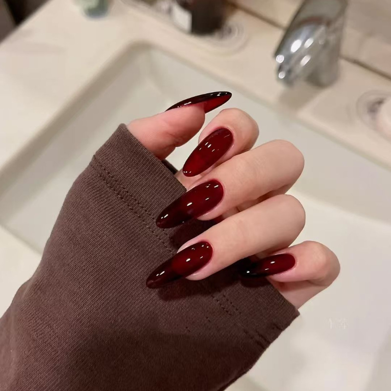 Minimalist Trendy New Nude Wine Red Nail Art That Enhances Complexion, Long High-End Nail Stickers, Wholesale from Source Minimalist Trendy New Nude Wine Red Nail Art That Enhances Complexion, Long High-End Nail Stickers, Wholesale from Source