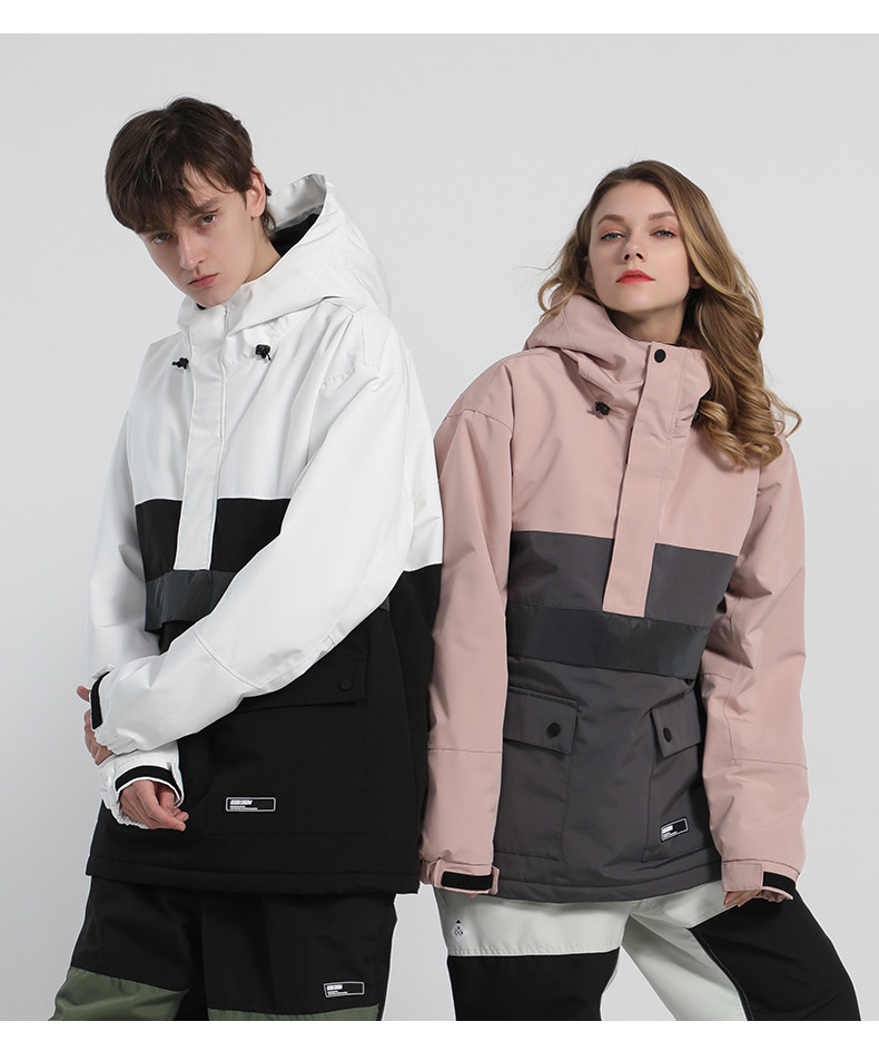 Dubbelzijdig reflecterend, warm, waterdicht, glow-in-the-dark ski-hoodie, enkelzijdig kleurenpak met bijpassende sneeuwlaag_voghion.com