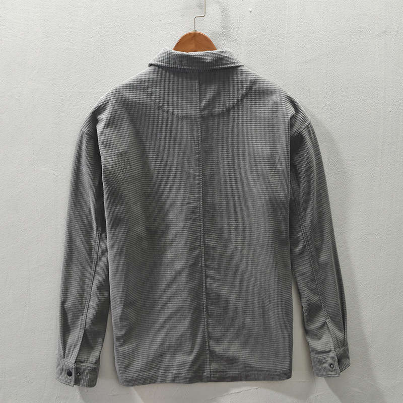 Z164 otoño e invierno nuevo retro japonés de manga larga casual solapa camisa abrigo entrega de una sola pieza