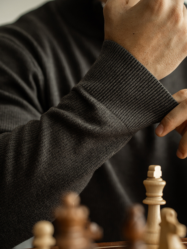 レトロヘビーウェイトハーフジップメンズニットジャケット 2025 秋の新カジュアル暖かいセーターカーディガンメンズ