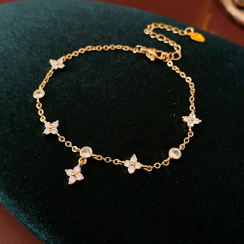 Zircon diamante pulsera de flores de moda de viaje versátil pulsera lujo ligero de alta calidad fábrica de joyas de moda