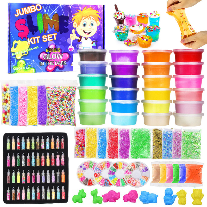 Cross-Border Supply Amazon's Popular Crystal Mud Set Slime Set Colored Mud Butter Cotton Mud
