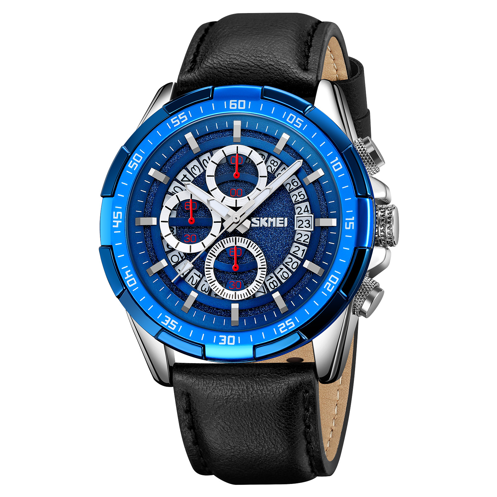 Momento de belleza multifuncional relojes de cuarzo cronógrafo tres ojos seis agujas impermeables marca de relojes de pulsera de luz nocturna al por mayor de puntos transfronterizos