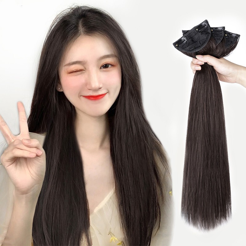 Xuchang Wig Three-Piece Women's Long Straight Hair Volume Multi-Volume Wig Three-Piece Clip Hair Artificial Hair Extensions Xuchang Wig Three-Piece Women's Long Straight Hair Volume Multi-Volume Wig Three-Piece Clip Hair Artificial Hair Extensions