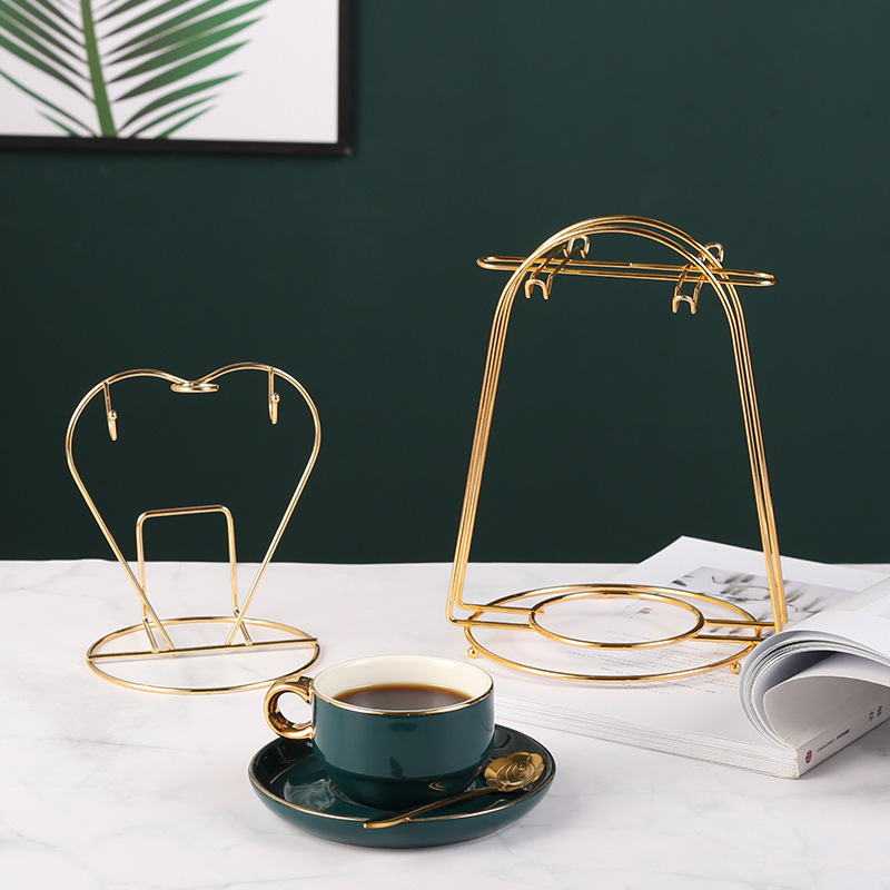Cross-Border Simple Coffee Cup and Saucer Rack Household Storage Rack Red Wine Cup Storage Rack Creative Coffee Cup and Saucer Rack Hanger