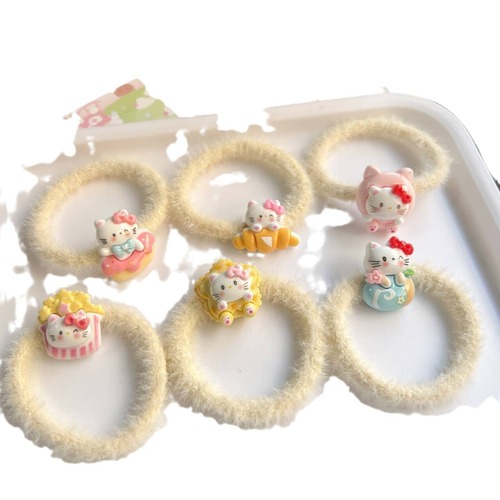 Cute bread cat plush hair tie ins girl heart ponytail hair tie couple bestie gift headdress hair accessories