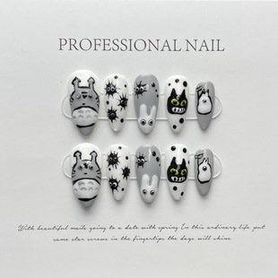 [Pure handmade real shot] handmade nail patch hand-painted Halloween ghost witch nail art finished