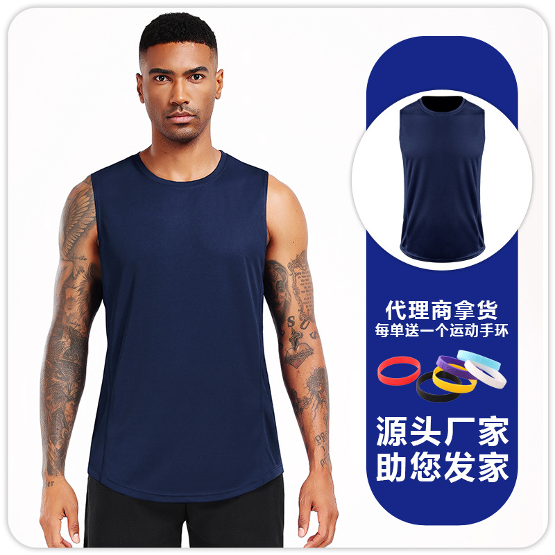 Camiseta de entrenamiento de maratón profesional de bádminton de hombre sin mangas y hombros sueltos deportivos rápidos y transpirables