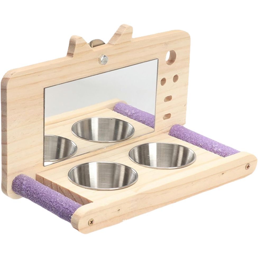 Wooden parrot cage food box station stand play cage accessories trimming nail feed box bird cage accessories feeder 5