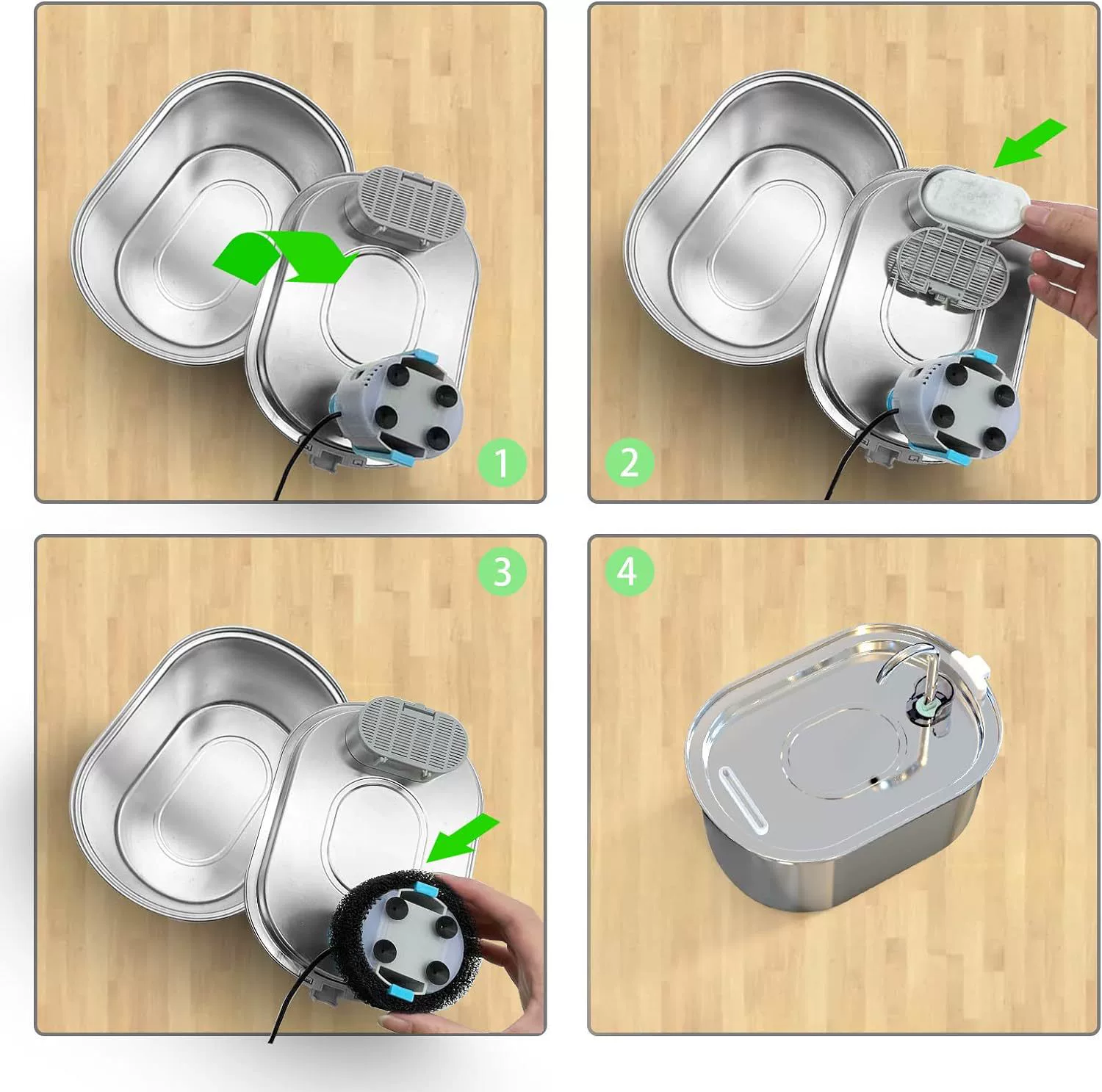 Amazon hot -selling pet stainless steel drinking machine filter element coconut shell activated carbon filter cotton smart pet cat