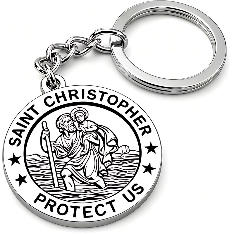 Amazon St. Christopher Stainless Steel Keychain St Christopher Security Travel Guardian Amazon St. Christopher Stainless Steel Keychain St Christopher Security Travel Guardian