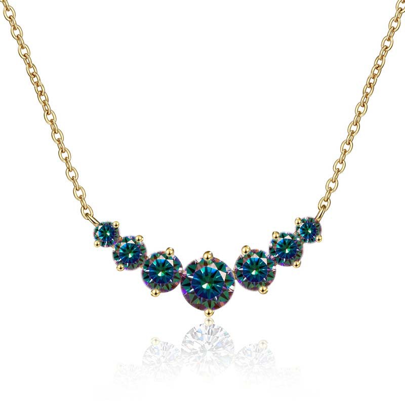 Collar de oro de plata esterlina s925 mujer sonrisa minimalista siete princesas collar de piedra de mosaico de color 2.8 quilates