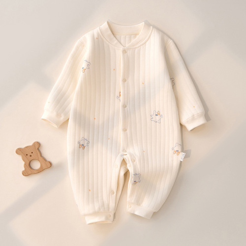 Baby autumn clothes three-layer warm cotton cotton boneless long-sleeved home clothes children's clothing infants baby autumn clothes