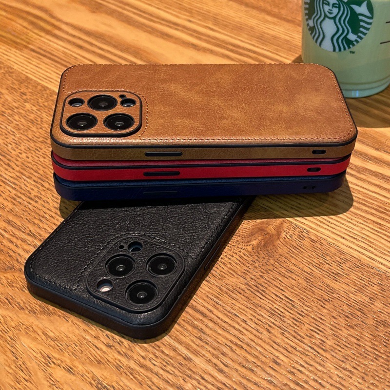 14 New Leather Suitable for 15Pro Apple 17Promax Mobile Phone Case Iphone16Pro Full Leather Protection