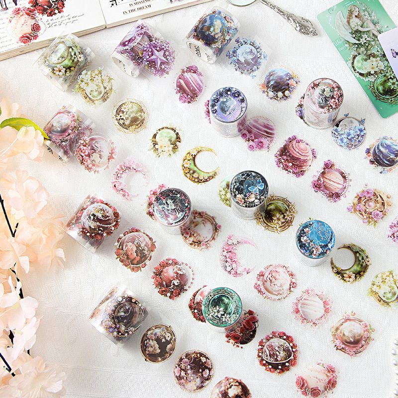 Starlight Dream transparente pegatinas de cinta adhesiva impermeable para mascotas rollo diy diario decoración pegatinas paisajísticas pegatinas estrelladas