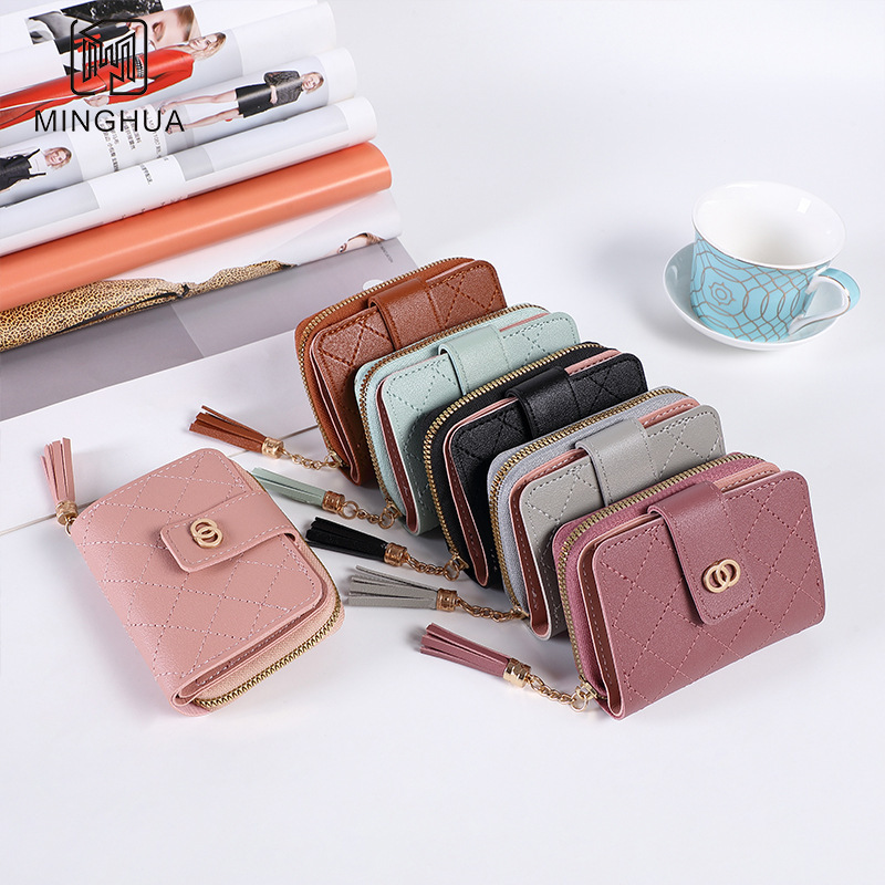 New Ladies Wallet Short Solid Color Card Bag 2023 Summer Simple Cross-border Button Small Coin Purse Wholesale