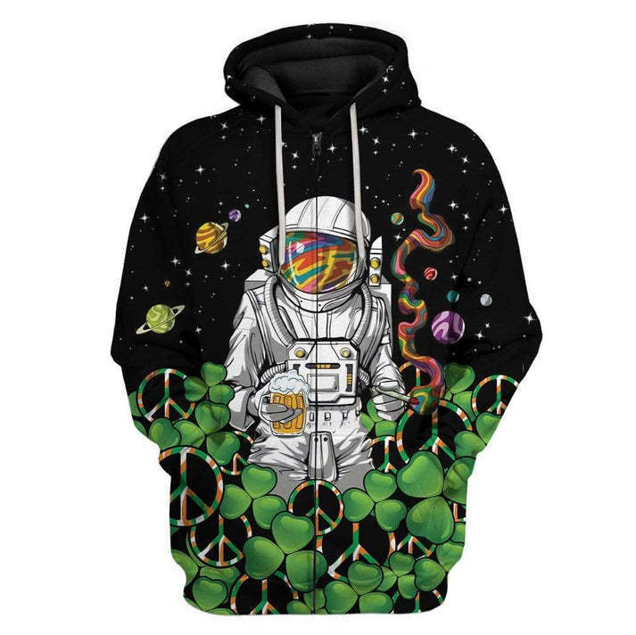 Cross-border foreign trade zipper sweater 3D printed green hat Irish Festival St Paric Festival hot selling couple shirt zipper