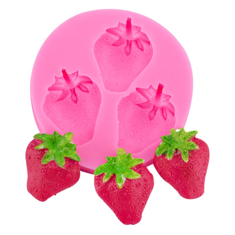 Grande y pequeño fresa simulación de silicona molde creativo para hornear decoración Fondant accesorios de chocolate epoxi decoración de la Mesa