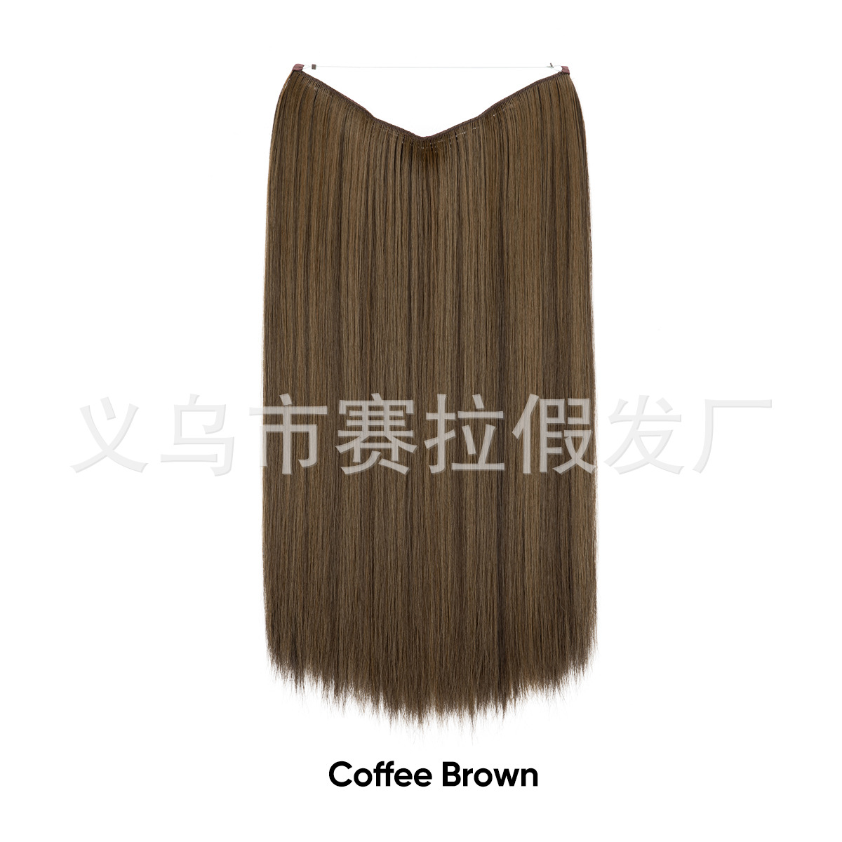 Extensión de Cabello Invisible Largo de Fibra de Alta Temperatura, Ajustable y Sin Costuras