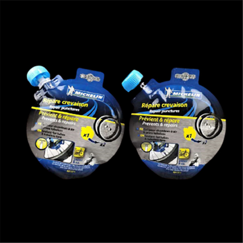Bicycle tire repair liquid special-shaped suction nozzle self-standing bag car self-repair liquid vacuum tire repair liquid glue bag