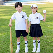 幼儿园园服夏装小学生校服套装毕业服装夏季英伦风连衣裙白色班服