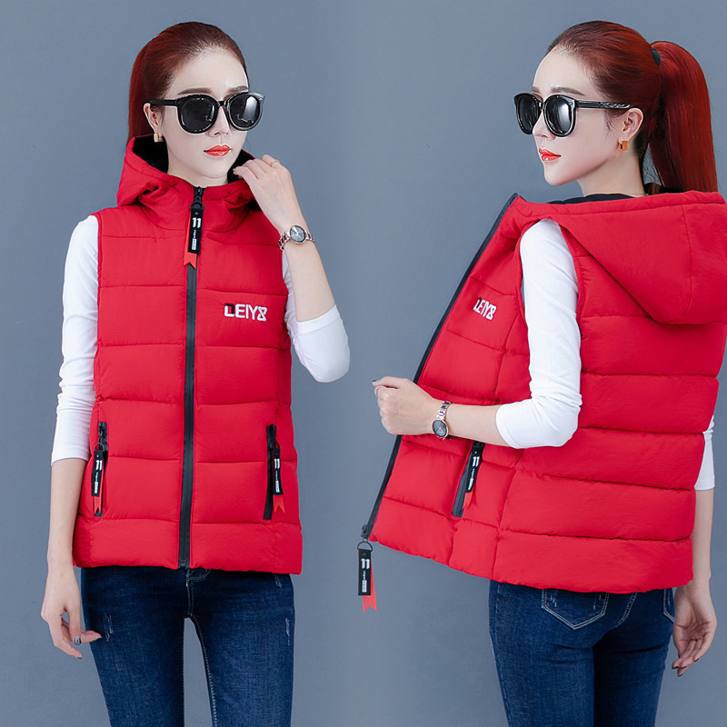 2026 Autumn/Winter Women's Cotton Vest Loose Thickened Cotton Jacket New Style down Cotton Hooded Fashion Women's Vest Coat