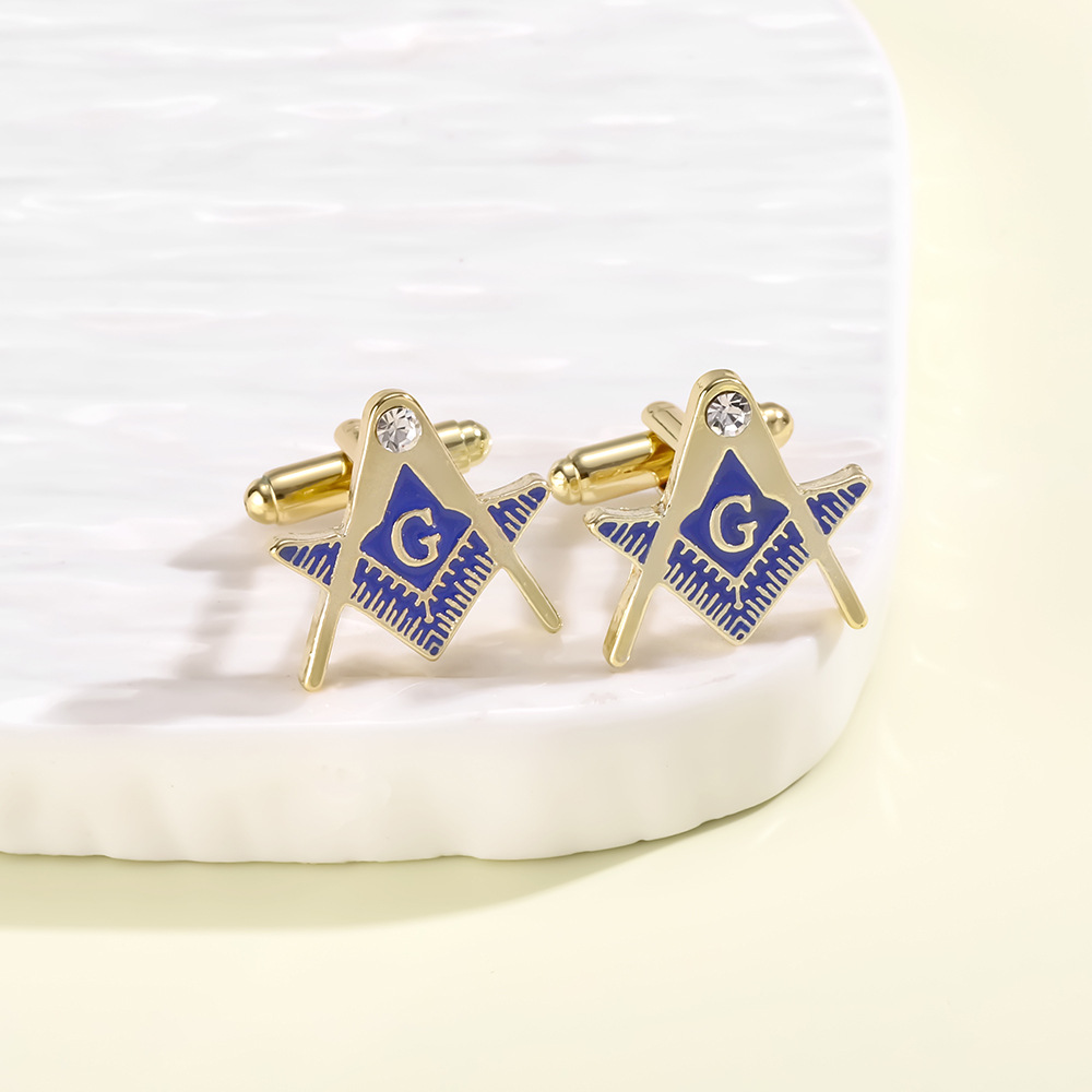 Amazon Cross-border Hot Sale New Tie Clip Cufflinks Masonic Drop Oil Cufflinks Fashion Business Shirt Cufflinks Men