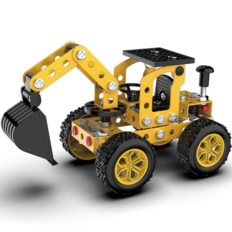 Juguete ensamblado de metal para niños creativo modelo de vehículo todoterreno empalme vehículo de ingeniería niños grandes estudiante regalo hecho a mano transfronterizo