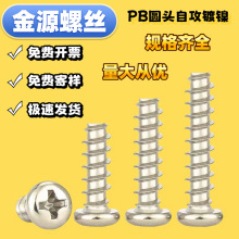厂家直销现货镀镍盘头平尾螺钉自攻钉PB圆头十字自攻螺丝