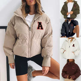 欧美秋冬立领羽绒棉服女装宽松保暖休闲面包服短款棉衣热卖SU3123