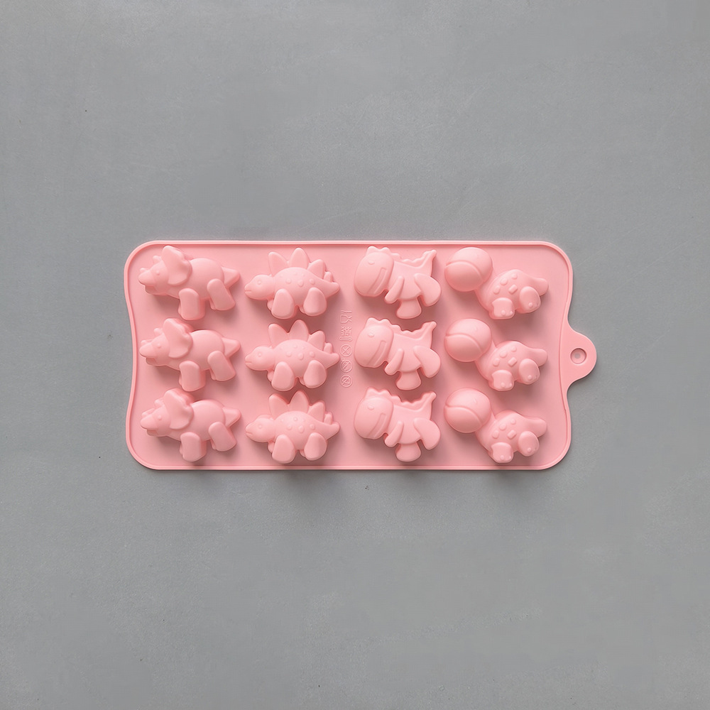 12 dinosaurios de chocolate 582 molde de silicona dulces DIY molde de pastel de goteo molde de horneado de hielo