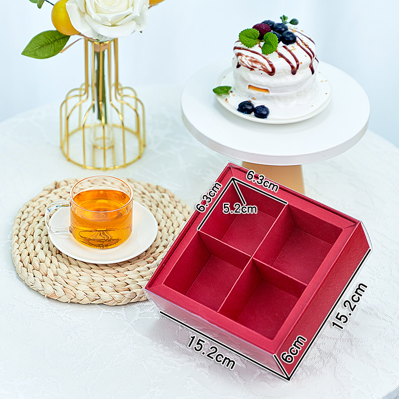 2025 nuevo 4 gránulos 6 gránulos 8 gránulos sándwich coreano caja de macarrones grasa caja de regalo transparente caja de postre horneado